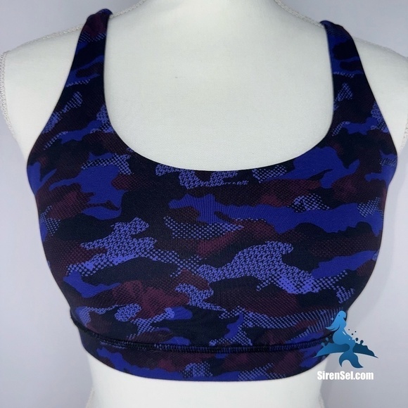 1066 lululemon Energy Bra - Sz 6 - VERY RARE Mini Hounds Camo Emperor Blue Black - Picture 1 of 9